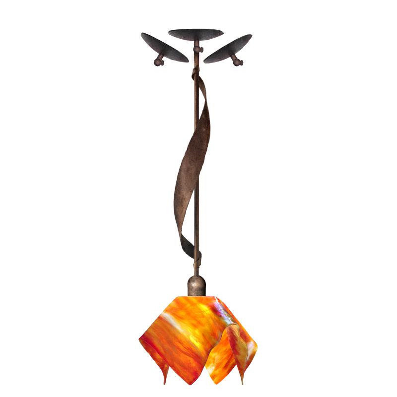 Cowes Handcrafted Glass 1-Light Pendant, Brown with Brown Highlights, Zinnia