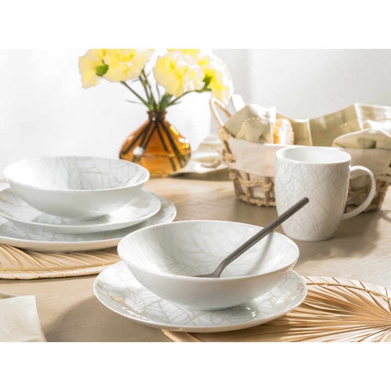 Blätter - Serie Home Porcelain China Dinnerware Set 16 Piece - Service for 4