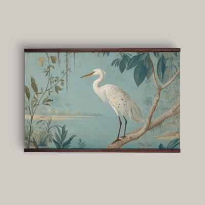 Tapisserie murale aigrette blanche