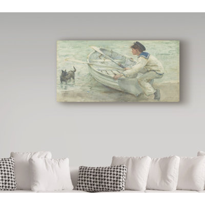 « preparing to launch, 1903 », reproduction de peinture à l’huile sur toile tendue
