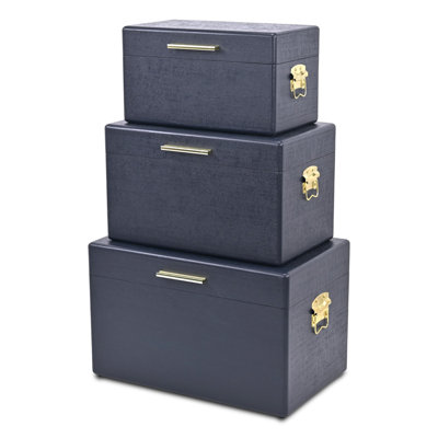 Sable Set Of 3 Trunks With Gold Handles