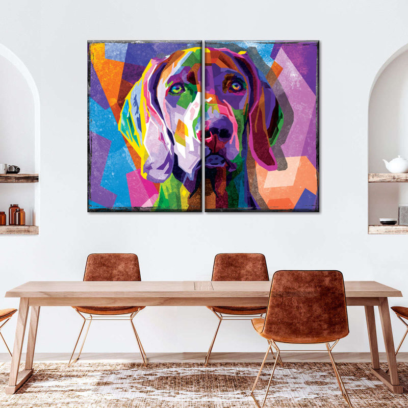 " Weimaraner Multicolored Abstract Multi Piece Canvas Print " 2 - Pieces, 30" H x 41" W