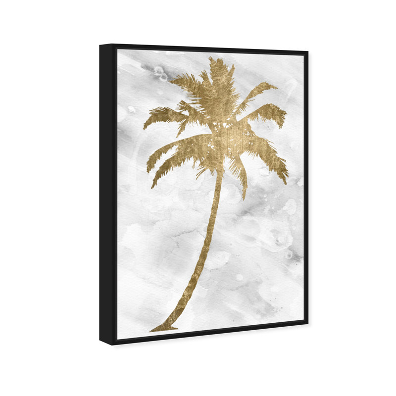 Palmier doré - impression sur toile tendue, H 24 po x l 16 po, Cadre noir