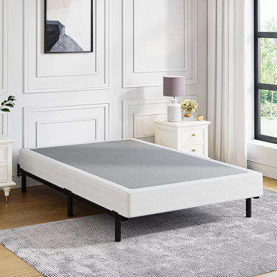 Ndayisenga 5 Inch Low Profile Metal Box Spring with Frabric Cover, Basics Mattress Foundation, Heavy Duty Steel Slat Support, Easy Assembly, Twin Size