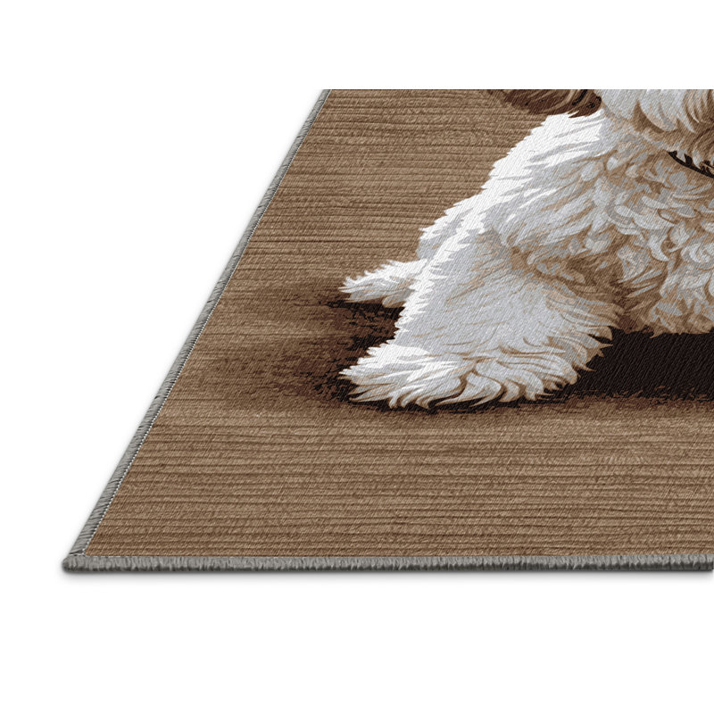 Washable Bichon Frise Dogs Area Rug, Rectangle 8' x 12'