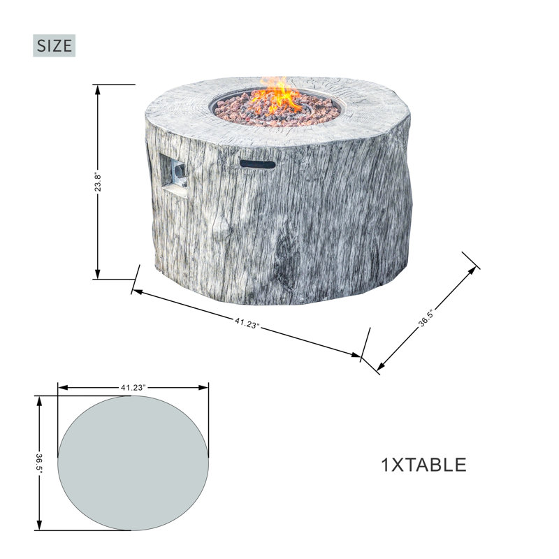 Fabriana Free Form Concrete Propane Smokeless Fire Pit Table