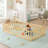 77"L X 40.9"W X 16.1"H Twin Size Kids Floor Bed Frame With Fence And Door Natural