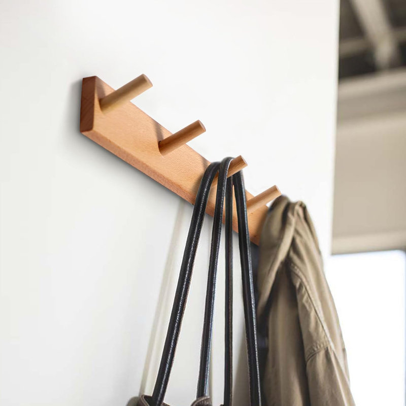 Chyleen Wall 5 - Hook Wall Mounted Coat Rack, Beech Wood