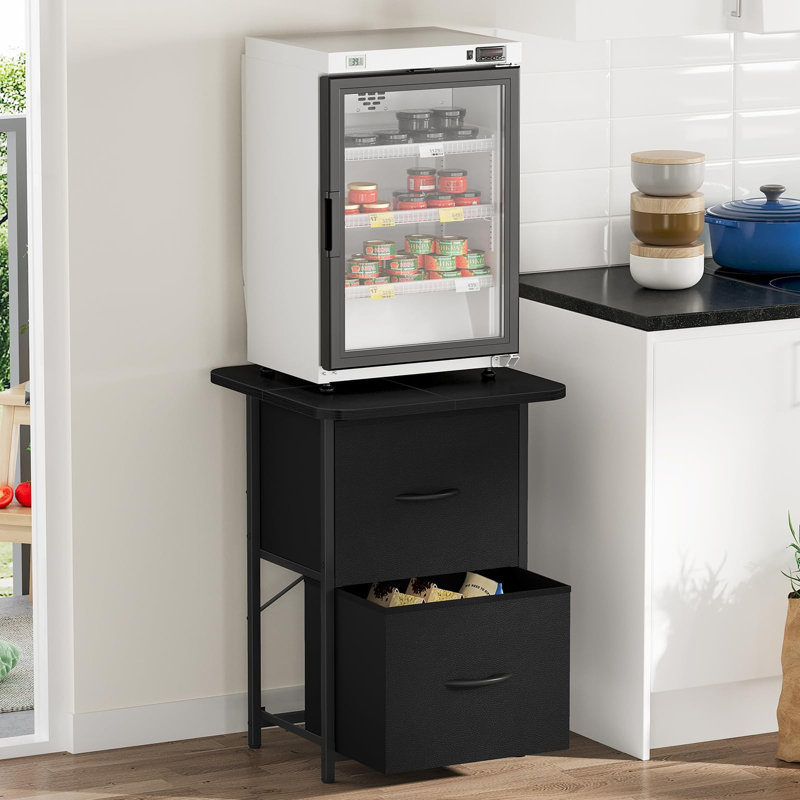 Mini Fridge Stand with Storage, Black