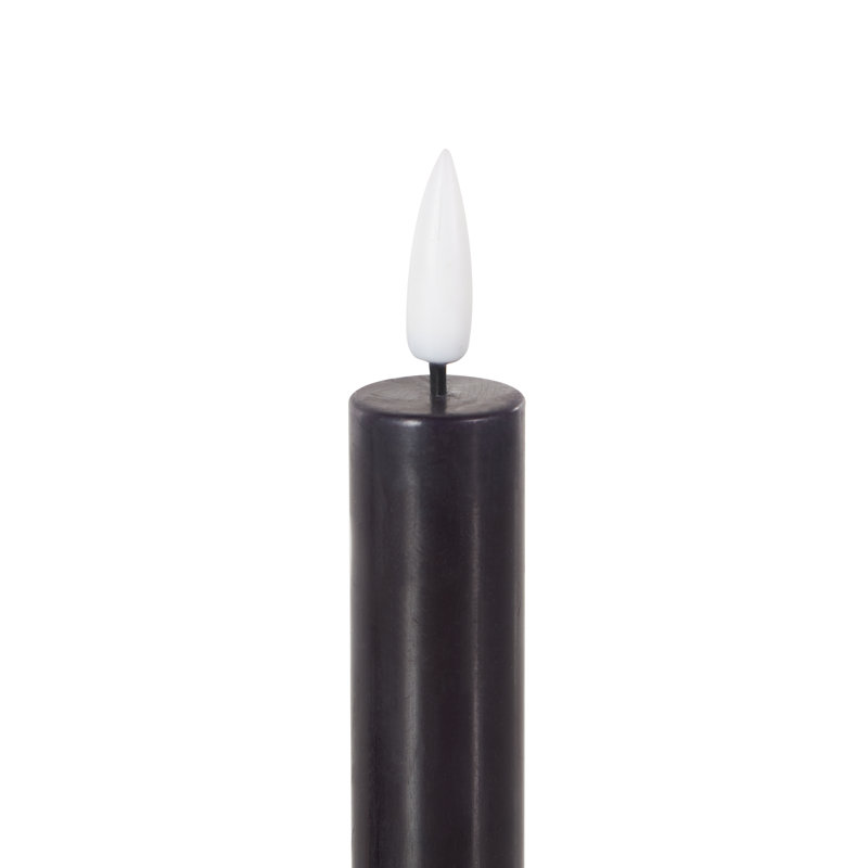 Wax Indoor and Outdoor Flameless Pillar Candles with Remote Control, 8.25" x 0.90" Pillar, Black