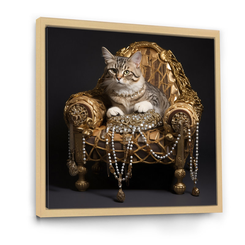 Gangsta Glam Cool Cat - imprimé, H 24 po x l 24 po x P 1 po, Cadre naturel flottant