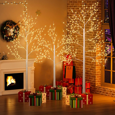 6FT Lighted White Birch Tree - 128 Warm White LED - Christmas Holiday Decoration
