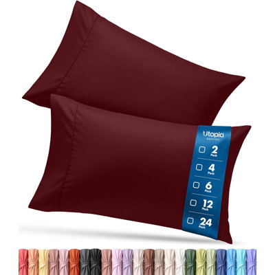 Taies d'oreiller Utopia Bedding Queen - Lot de 12 - Fermeture portefeuille - Tissu en microfibre douce brossée - Résistantes au rétrécissement et à la décoloration - Taille Queen 51 x 76 cm (Queen, Bordeaux)