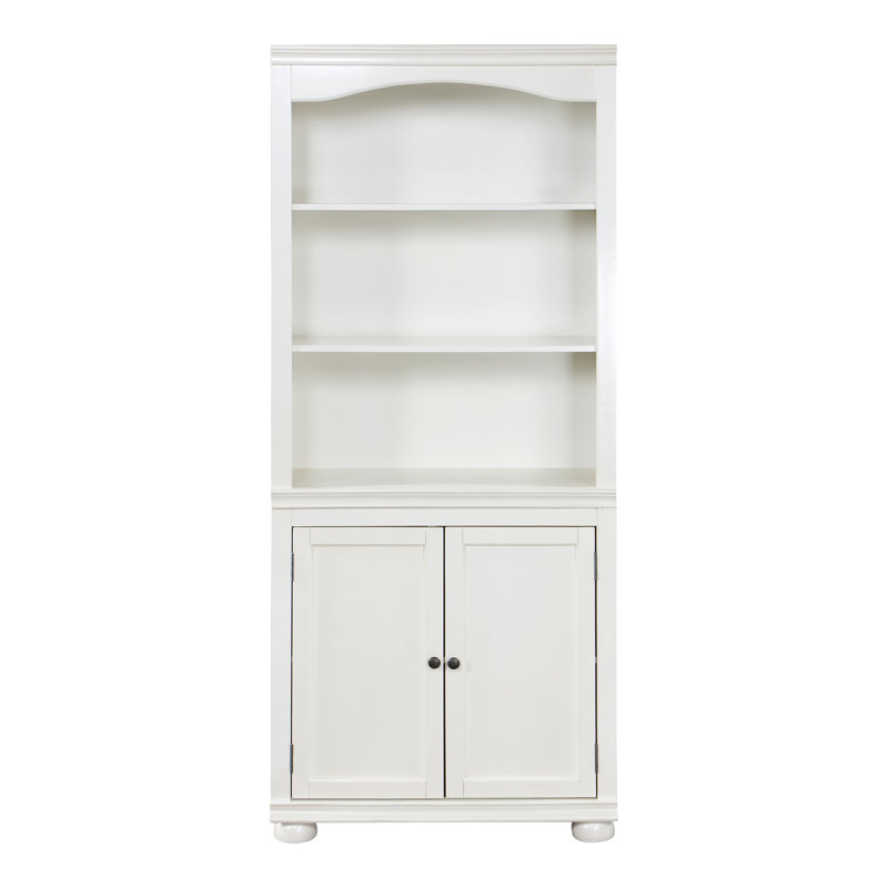 Bibliothèque en bois avec armoire H 73,25 "x l 31" Asmitha, Blanc lumineux