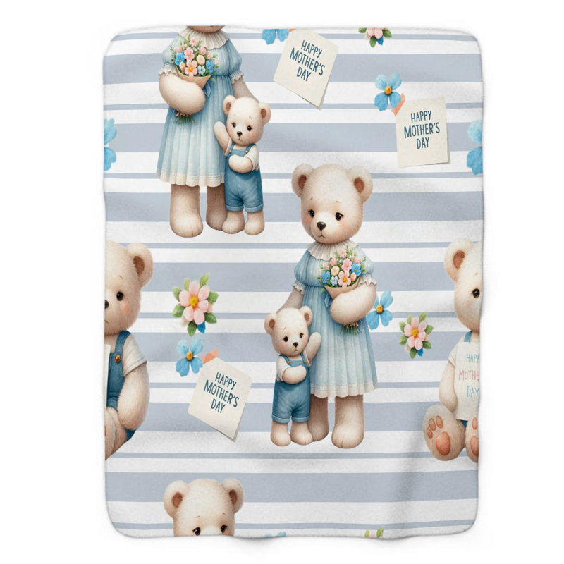 Mother Bear - 1 Piece Premium Sherpa Blanket, 50" W x 60" L