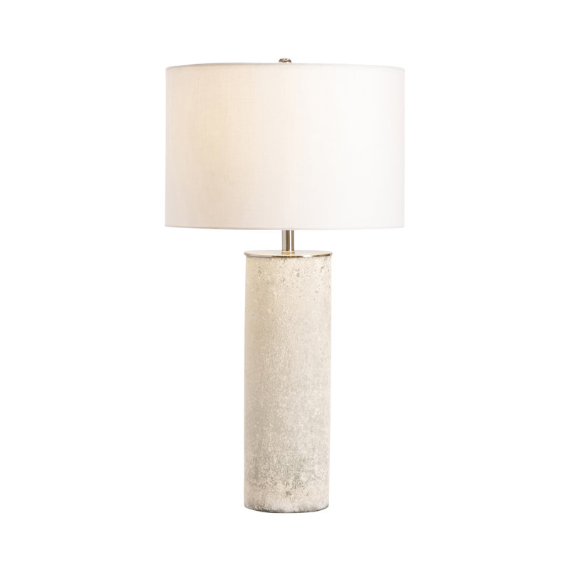 31.5" Glass Table Lamp With White Shade