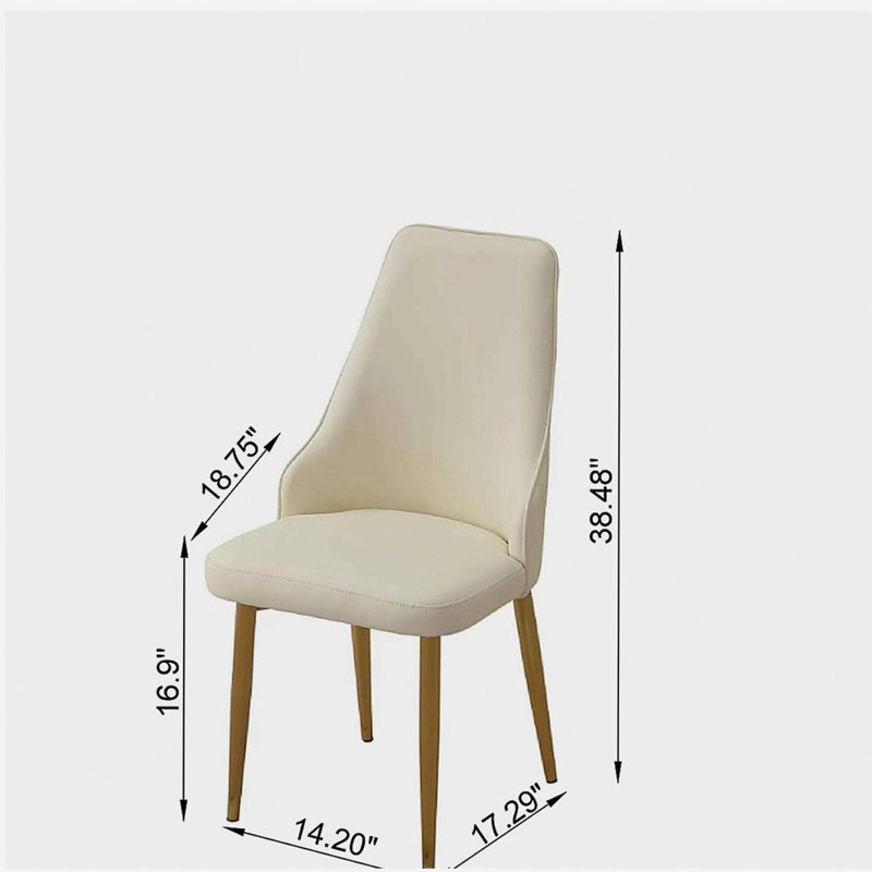 Chaise de salle à manger avec pieds en métal robuste et cuir blanc (ensemble de 2)
