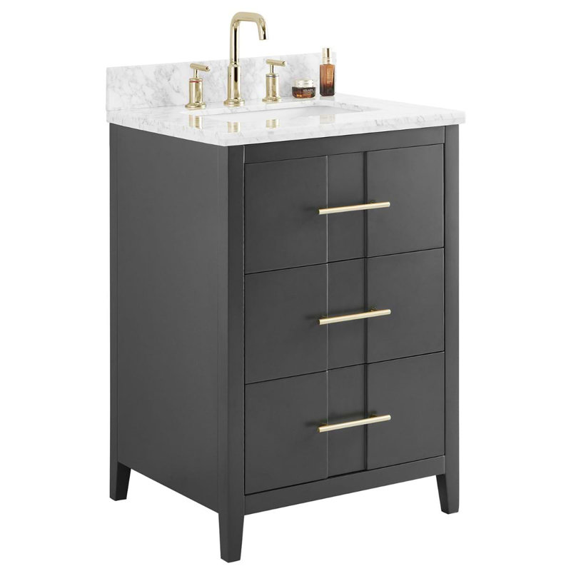 Iconic 24" Freestanding Standard Single Bathroom Vanity with Top, Gold, Black