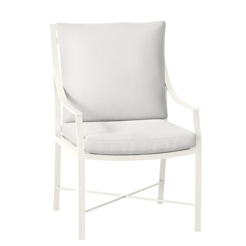 Monaco Patio Dining Armchair with Cushions, Slate Gray, Rollo Chambray InsideOut® Linen, No Welt