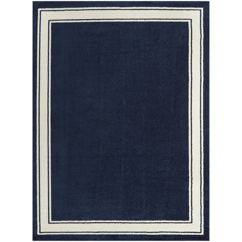 Tapis bleu marine / ivoire Gerow, Rectangle 5 pi 3 po x 7 pi