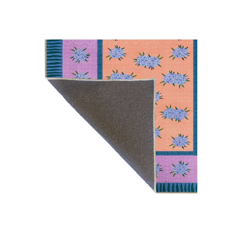 Tapis tissé brodé mauve à motif de feuilles mauves, Sous-tapis carré 3 pi 11 po inclus