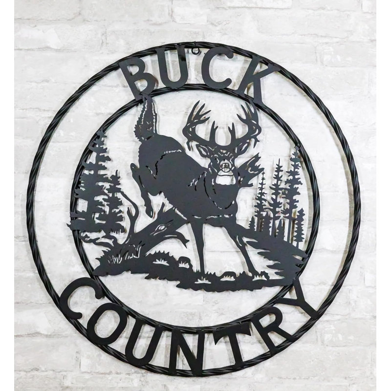 Enseigne murale 24 po Dia Rustic Western Buck Country Mountains
