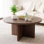 Table basse ronde rustique Heranda 35,4 po, table centrale en bois avec base en forme de croix pour salon-934848199