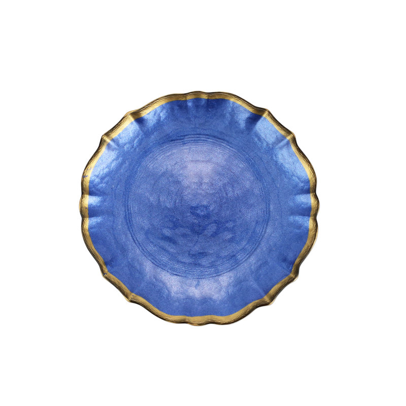 Assiette à cocktail en verre baroque, Cobalt