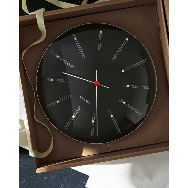 Bankers Metal Skeleton Wall Clock, Medium, Black/White/Red