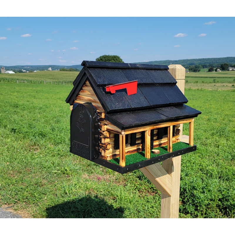 Amish Log Cabin Mailbox, Handmade, Black