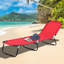 Chaise de piscine inclinable - 5 positions, pliante, structure en acier, rouge, pour bronzer en plein air à la plage et dans la cour