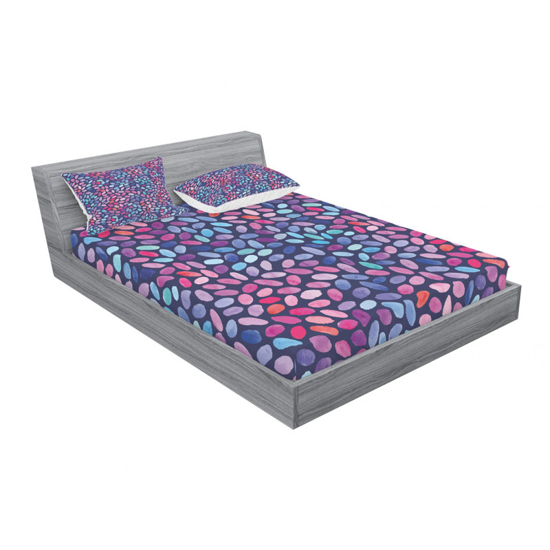 Microfiber Geometric Sheet Set, Queen Sheet Set with Fitted Sheet