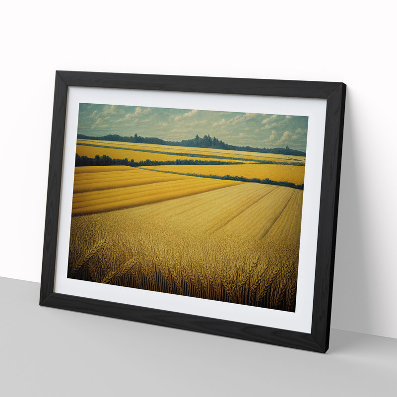 Magnetic Wheat Field - Single Picture Frame Painting, Black, 25cm H x 34cm W x 2cm D