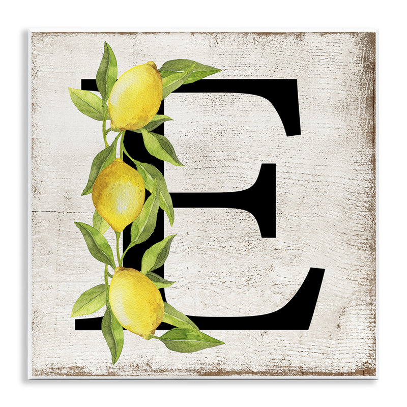  E with Lemon Letter Wall Plaque Art by Creatif Belle