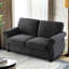 Velours confortable 2 places avec coussins de dossier larges, mousse haute, noir style Mid-Century moderne, support en mousse-118027576
