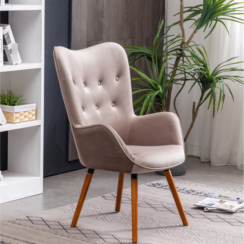 Fauteuil en velours soyeux brun chocolat foncé - Pieds en bois massif, dossier de couleur confort, fabrication, Chocolat