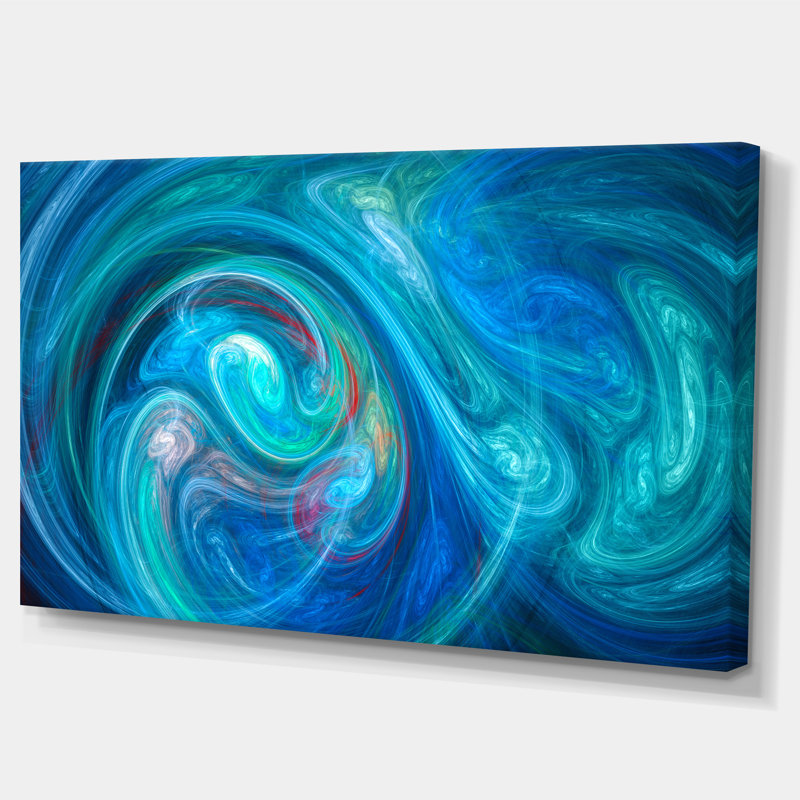 «Dark Blue Fractal Abstract», impression sur toile, H 28 po x l 60 po x p 1,5 po