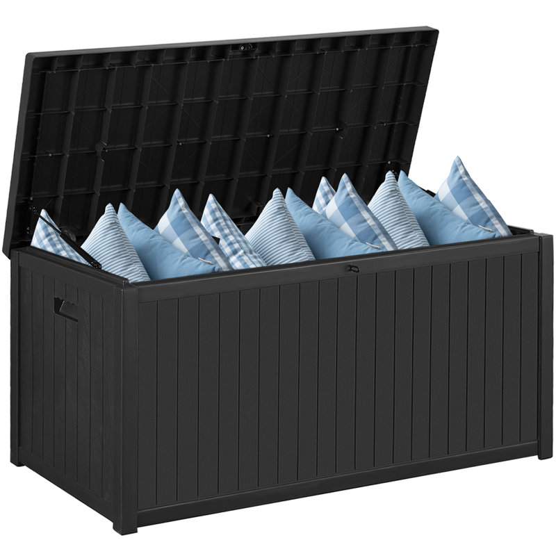 Black 120 Gallon Lockable Resin Outdoor Deck Box
