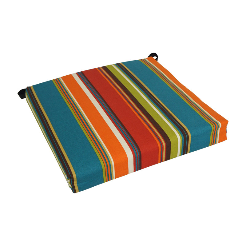 Outdoor 3'' Dining Chair Seat Cushion, Red/Blue