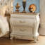 Table de chevet 2 tiroirs Pearl White avec pieds Queen Anne