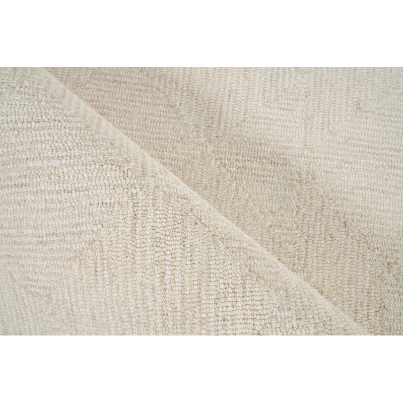 Caprice Geometric Handmade Tufted Area Rug, Rectangle 6' x 9', Light Beige/Ivory