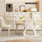 Creamy Style Innovative Rock slab Dining Table-1446370616