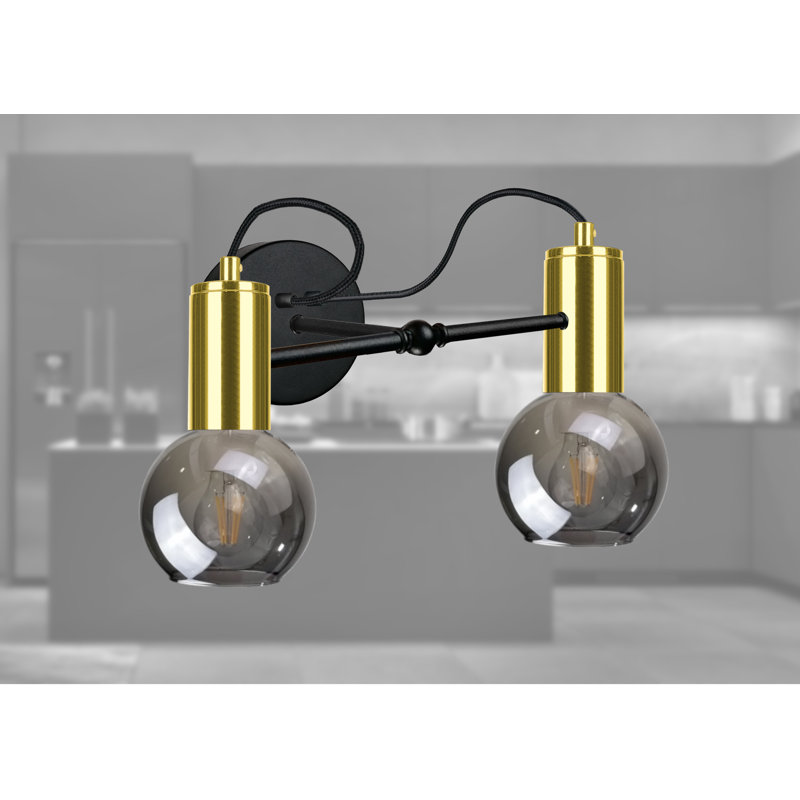 Baumgardner Steel Armed Sconce, Black/Gold