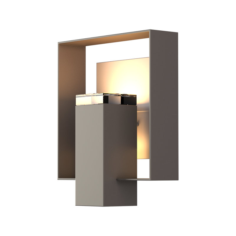Shadow Box Outdoor Armed Sconce, 11.7" H x 10" W x 4" D, Natural Iron, Coastal Black