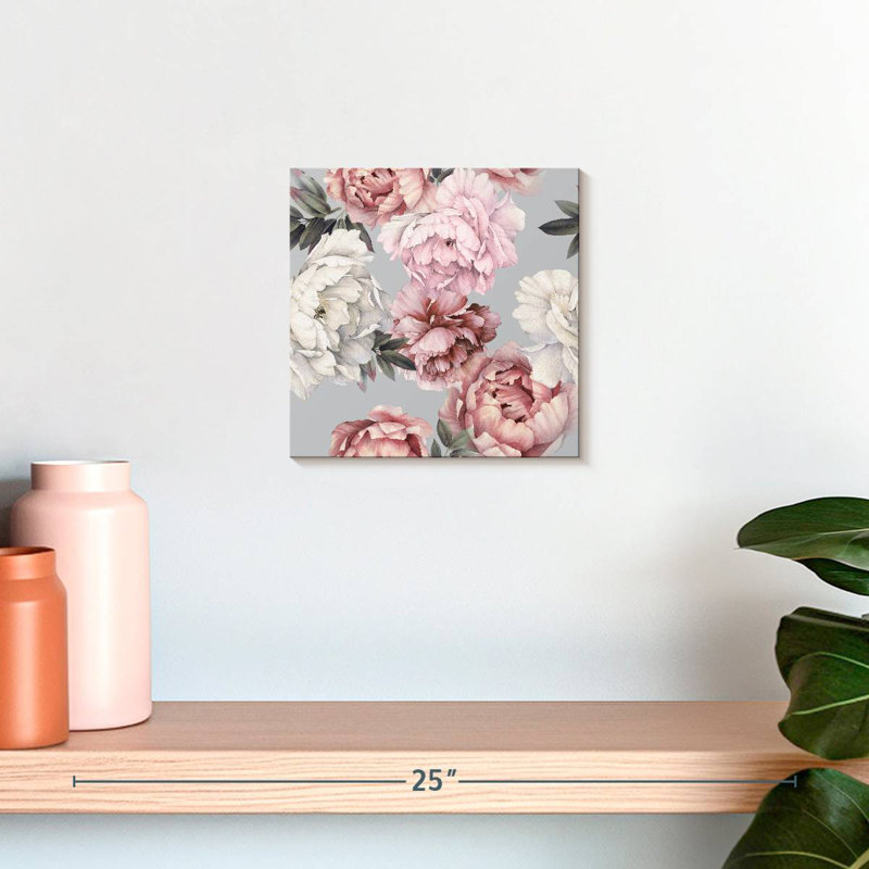Motif de pivoines rétro Kerner, H 10 po x l 10 po