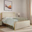 Lit moderne en métal avec tête de lit tapissier courbée et rangement sous le lit-910955370