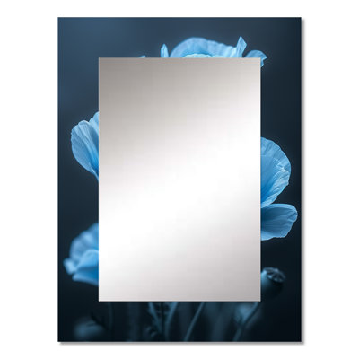 Blue black Natures Nuance Poppies I - Poppies Decorative Mirror, Traditional Wall Mirror, Printed Metal Art