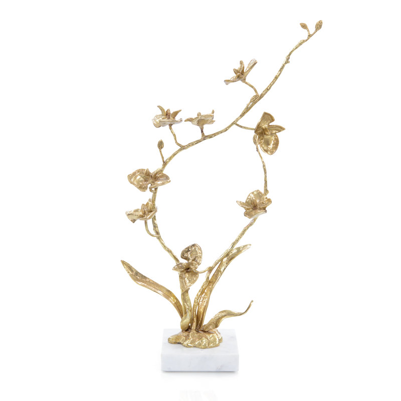 Orchidées en fleurs, grande laiton