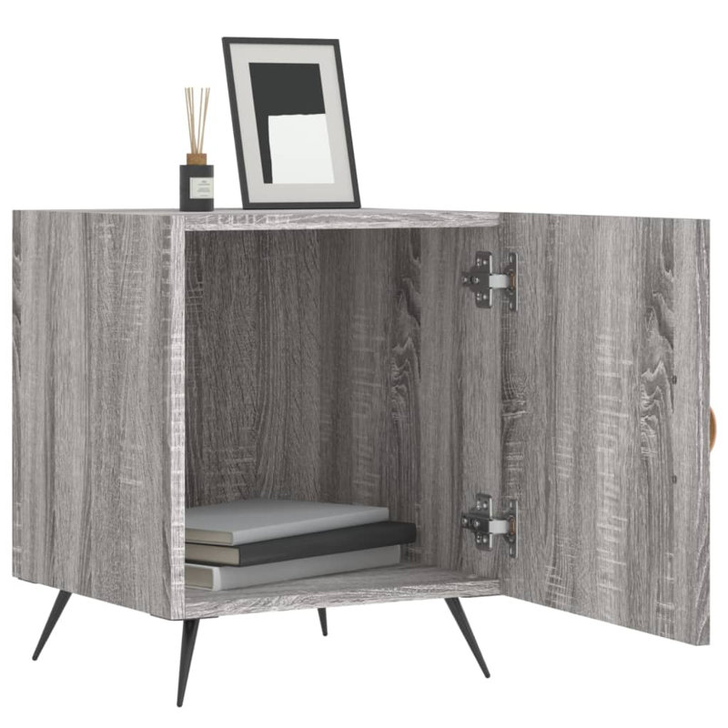Arnardo 40cm W Manufactured Wood Bedside Table, Grey Sonoma