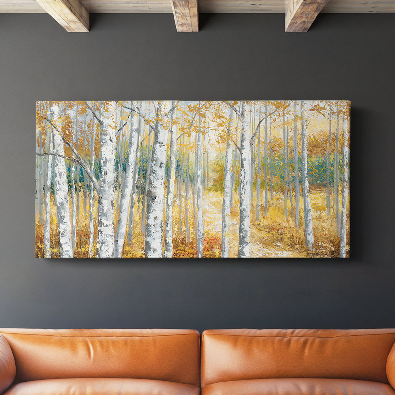 Birch Path II - Toile tendue avec châssis - Prêt à accrocher, H 20 po x l 40 po